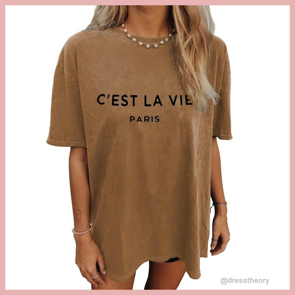 Oversized Graphic Tee Drop Shoulder Loose Fit Summer T-Shirt